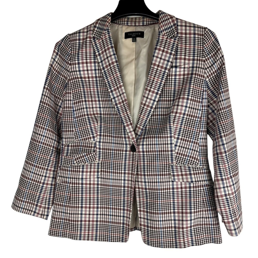 Talbots Friday Plaid Blazer Jacket Women's Size 10P 10 Petite Single Breasted - Picture 5 of 14